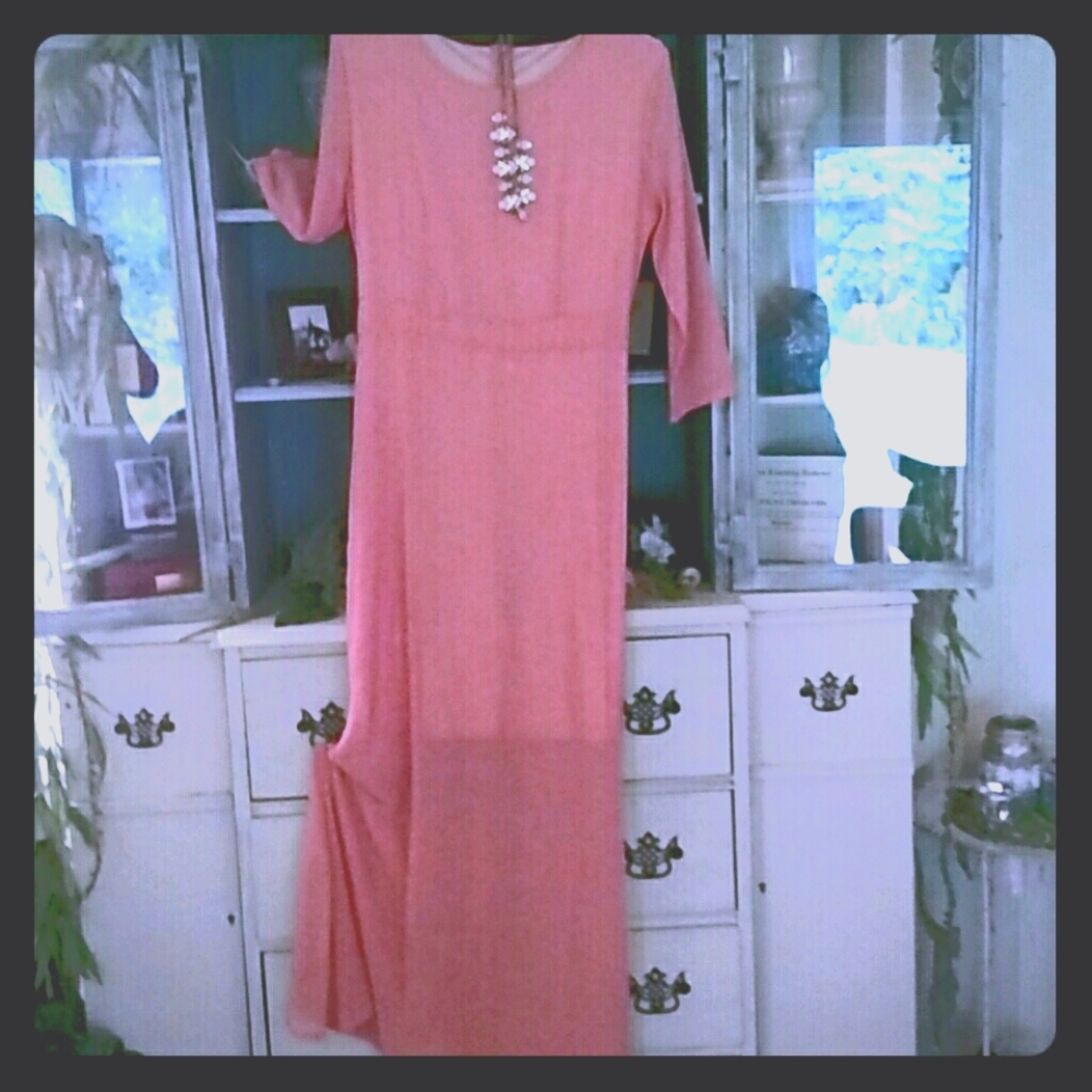 NWOT light Coral color sheer maxi dress.